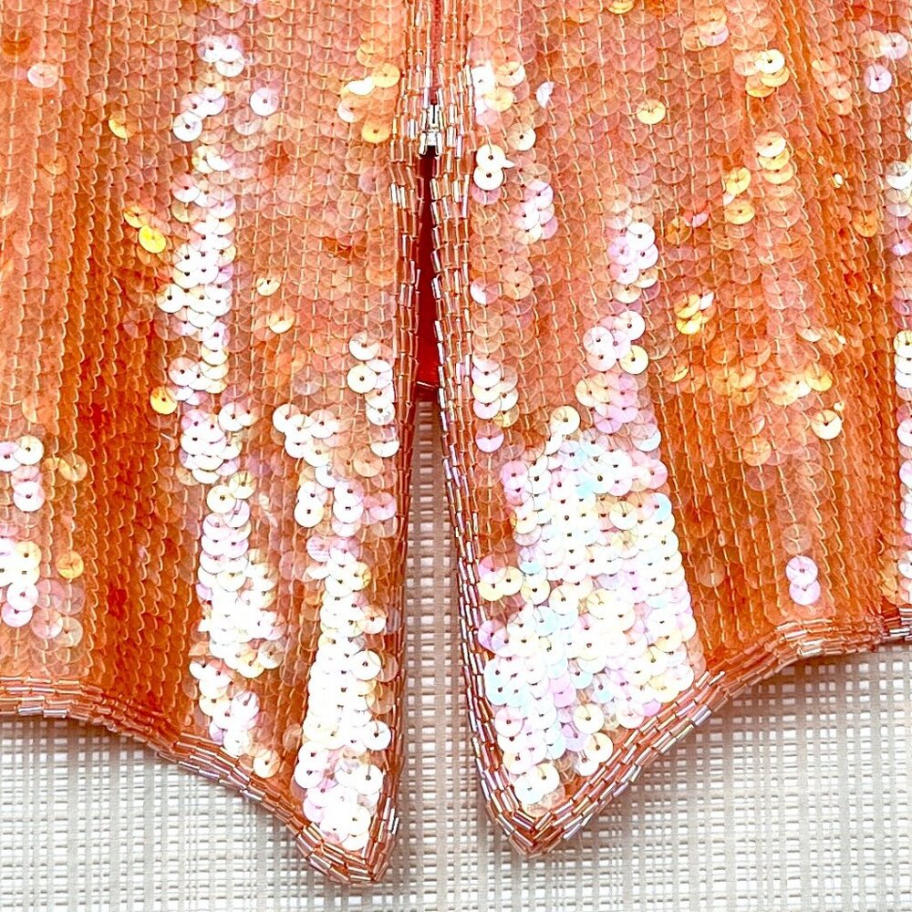 Vintage Rare Victor Costa Glamorous Sequins Beaded Top Glam 80s Sequins 24/7 - Picture 12 of 16